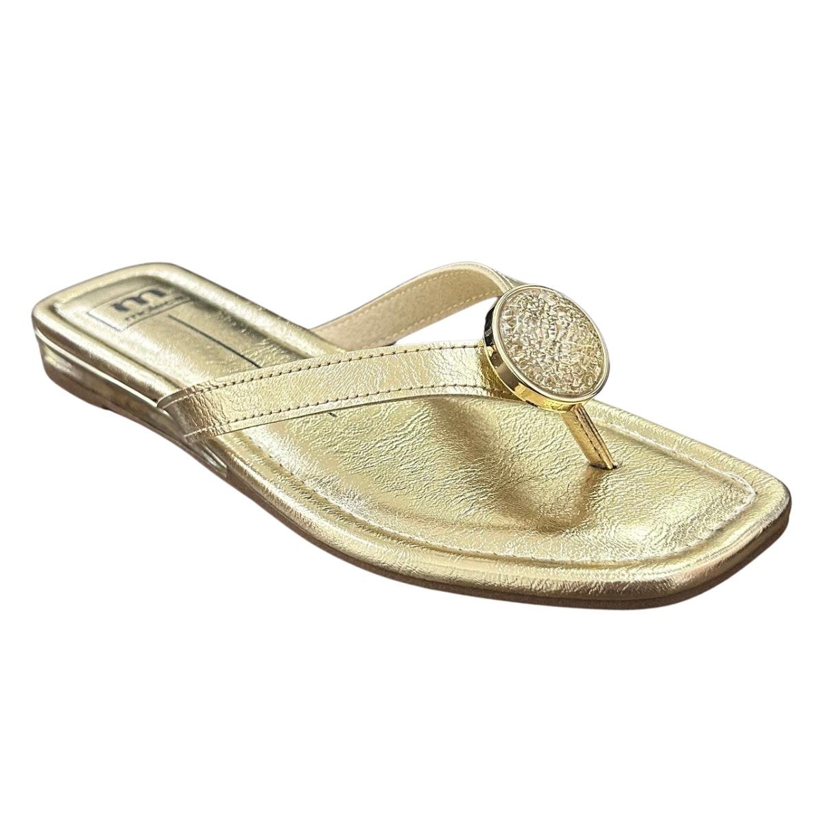 Chinelo Rasteira Slide Casual Feminino Moleca 5559102 Dourado Dourado 1