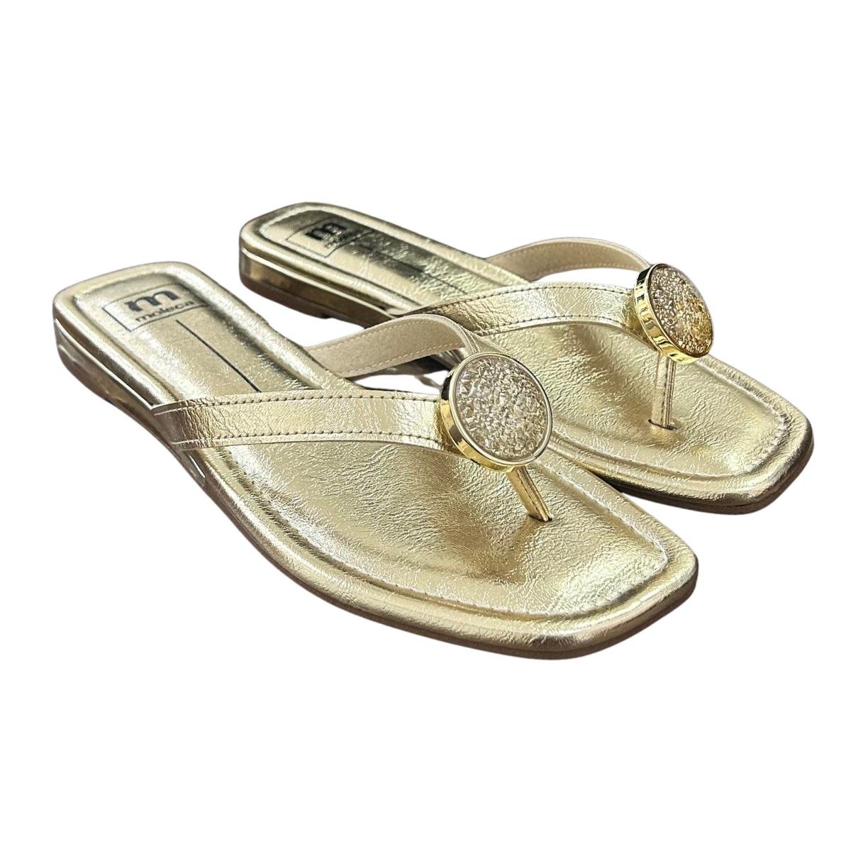 Chinelo Rasteira Slide Casual Feminino Moleca 5559102 Dourado Dourado 5