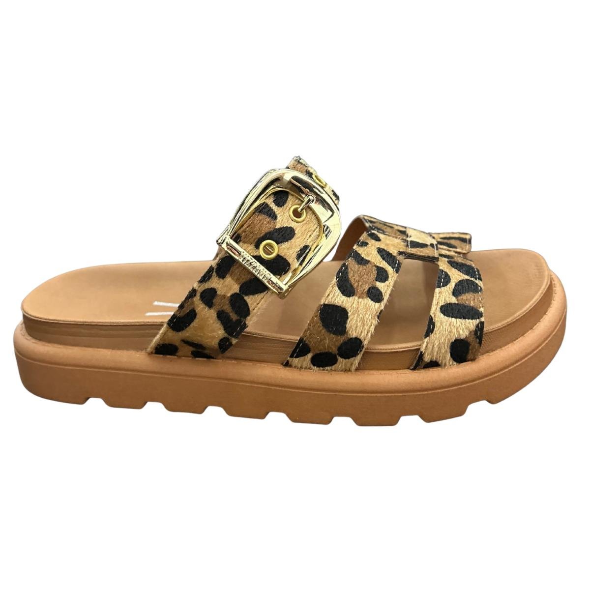 Sandália Papete Flatform Casual Feminino Vizzano 6510110 Bege Onça 2