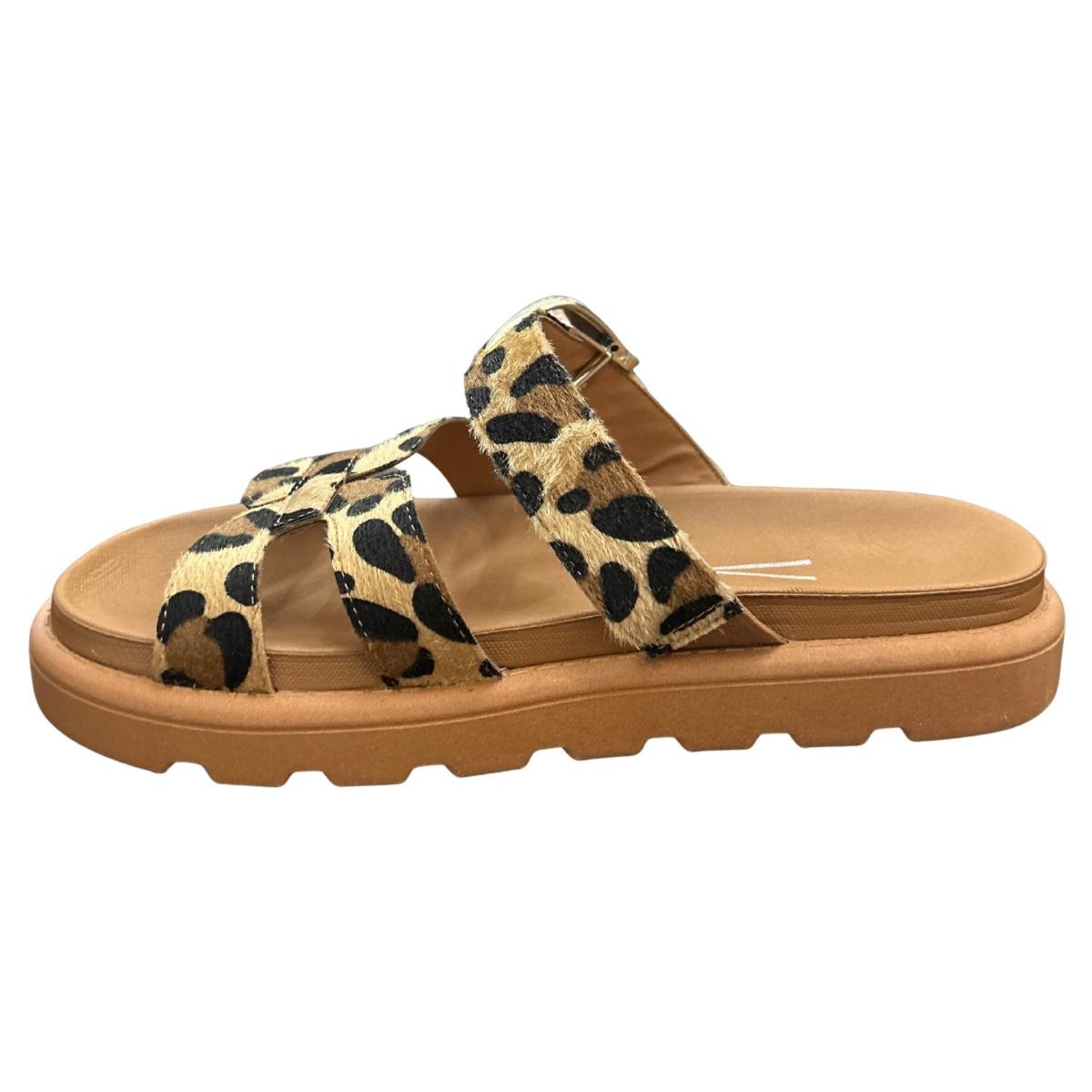 Sandália Papete Flatform Casual Feminino Vizzano 6510110 Bege Onça 3