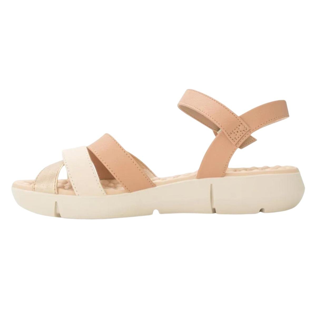 Sandália Flat Casual Feminino Modare 7142124 Nude/Dourado Nude/Dourado 3