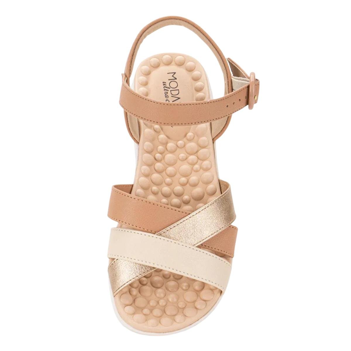 Sandália Flat Casual Feminino Modare 7142124 Nude/Dourado Nude/Dourado 4