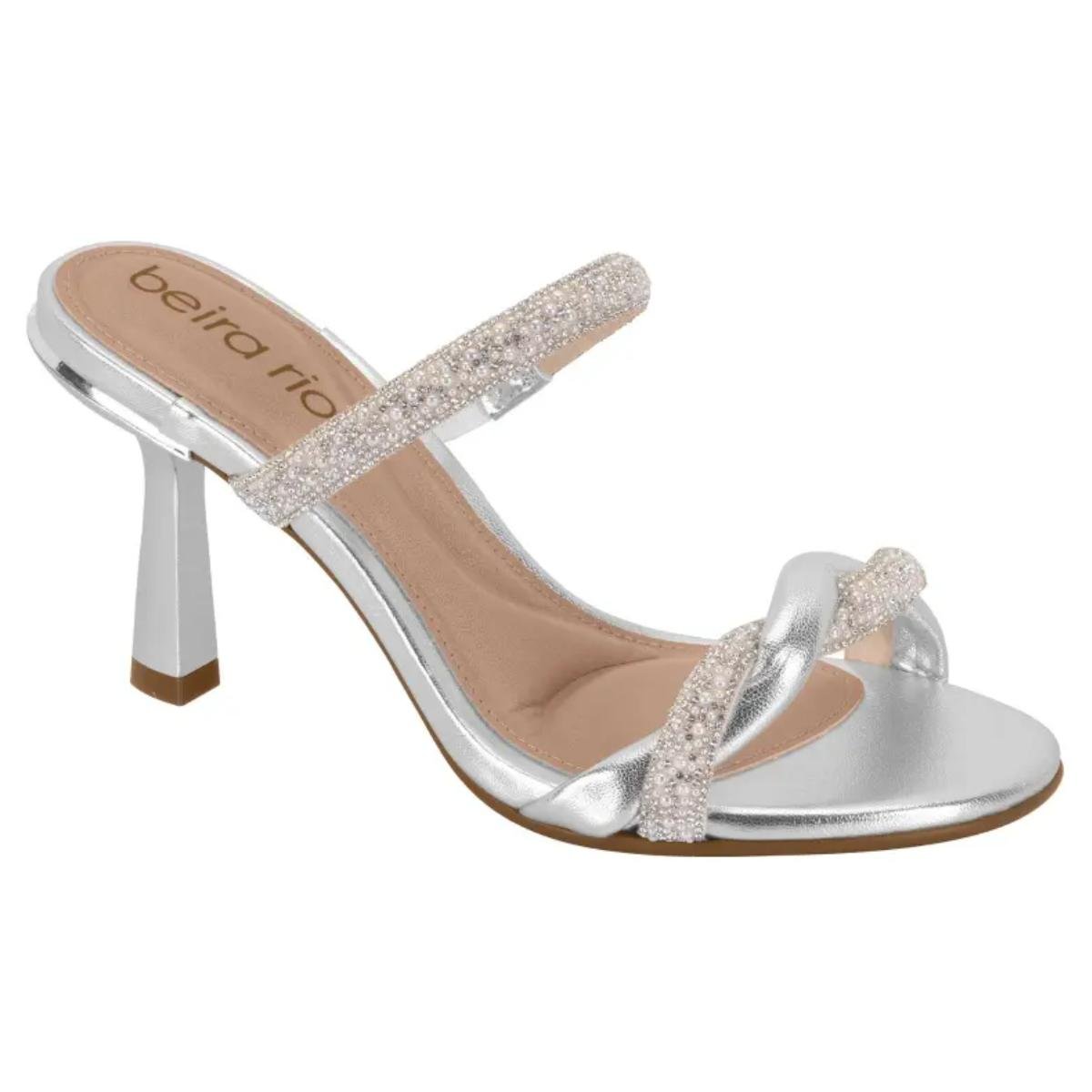 Tamanco Salto Taça Casual Feminino Beira Rio 8545302 Prata