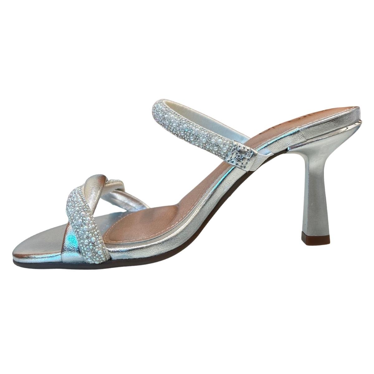 Tamanco Salto Taça Casual Feminino Beira Rio 8545302 Prata Prata 3