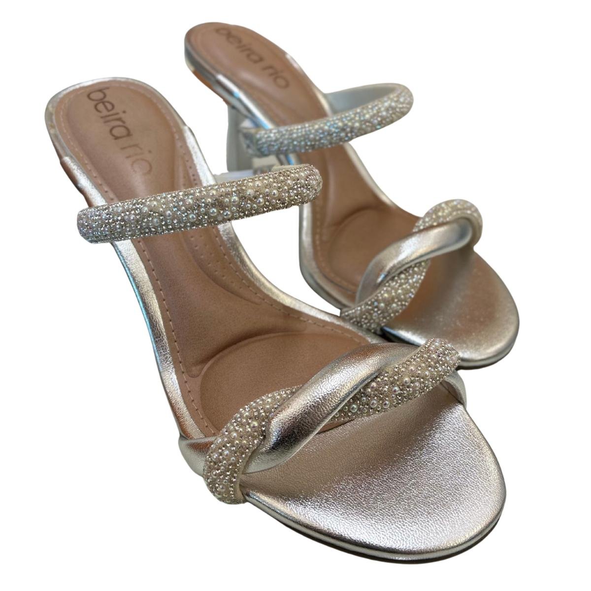 Tamanco Salto Taça Casual Feminino Beira Rio 8545302 Prata Prata 5