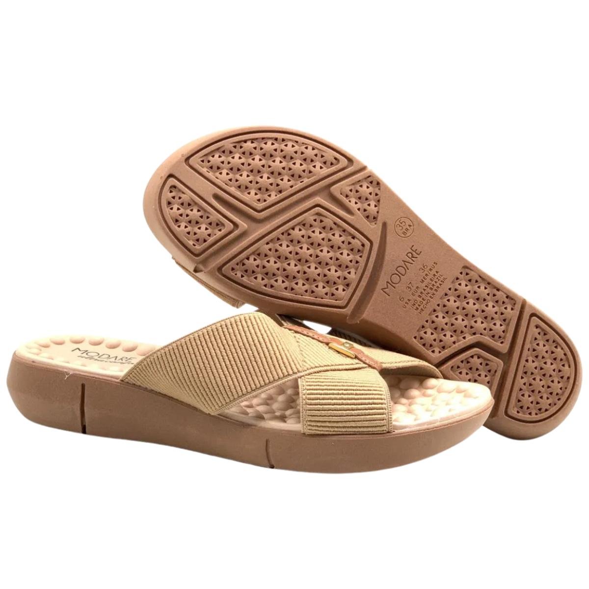 Tamanco Anabela Casual Feminino Modare 7142101 Bege Bege 6