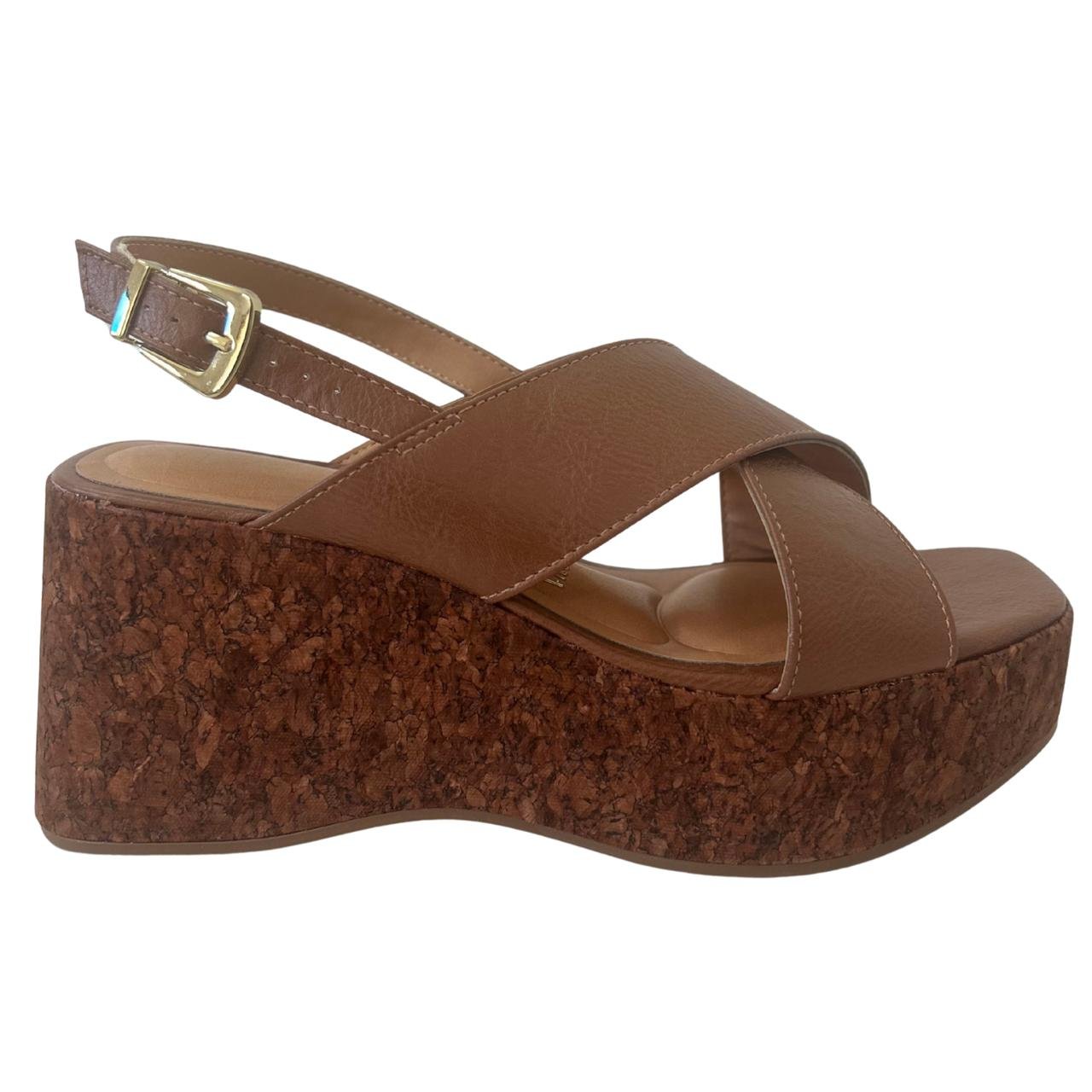 Sandália Plataforma Feminina Vizzano 6559101 Marrom Marrom 2