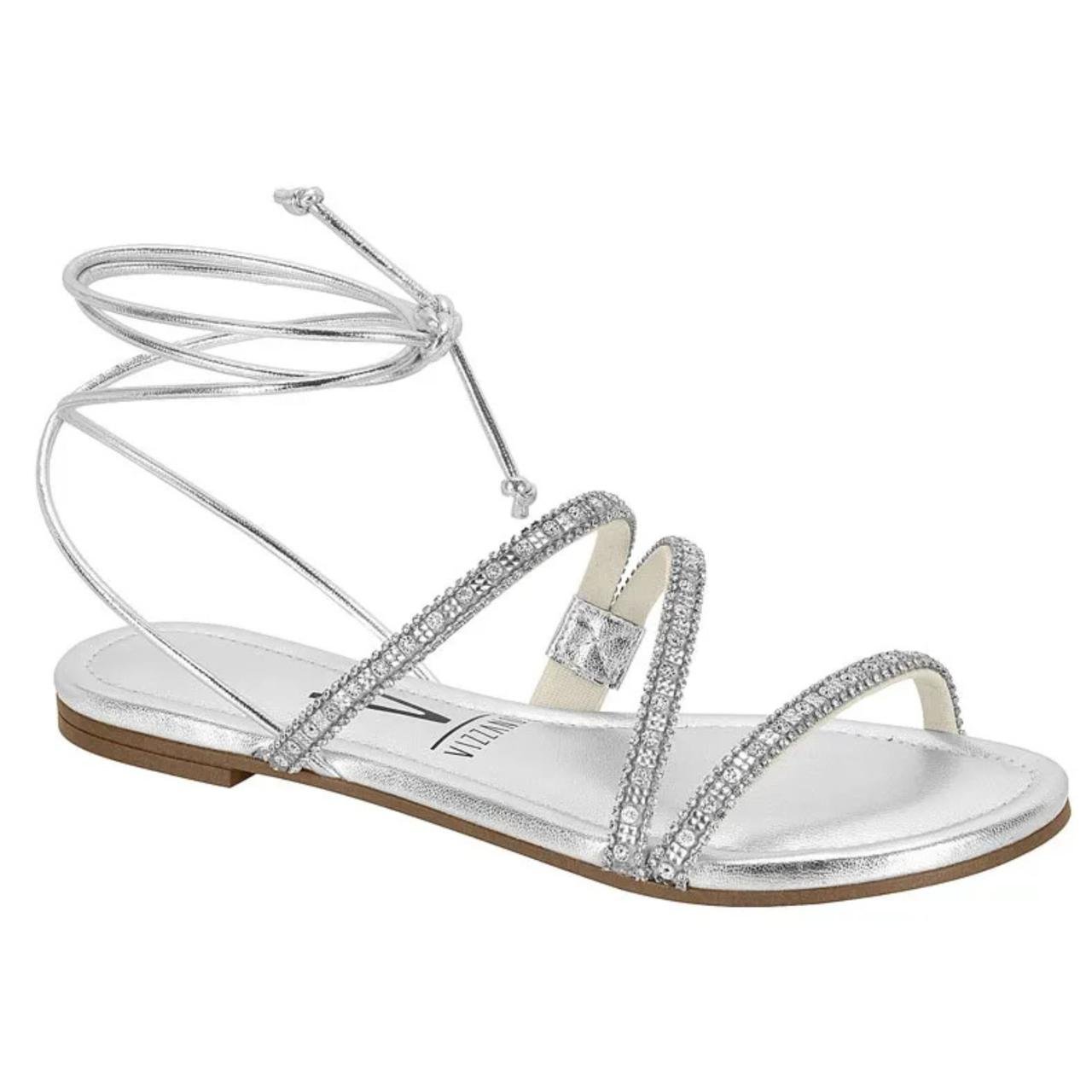 Sandália Rasteirinha Casual Feminina Vizzano 6371187 Prata