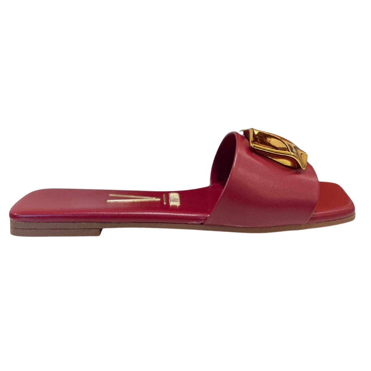 Sandália Rasteirinha Casual Feminino Vizzano 6553100 Vermelho Vermelho 2