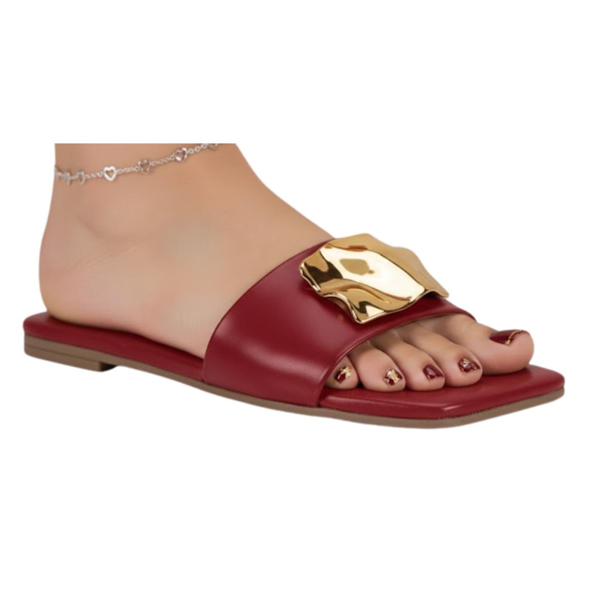 Sandália Rasteirinha Casual Feminino Vizzano 6553100 Vermelho Vermelho 6