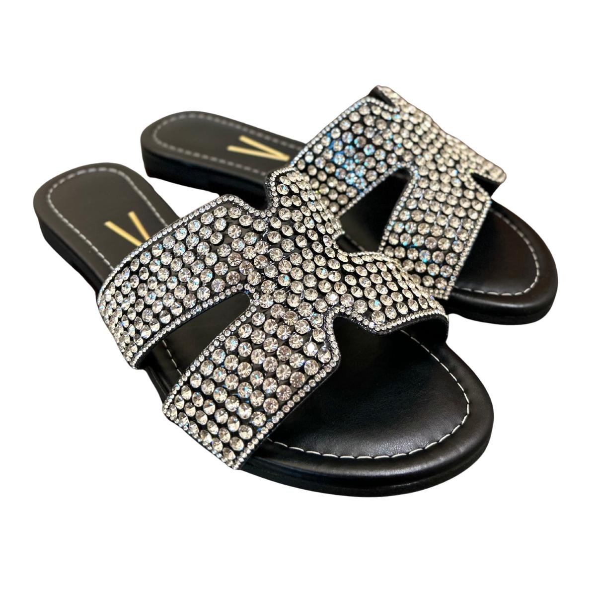 Sandália Rasteirinha Casual Feminino Vizzano 6371.1005 Preto Preto 5