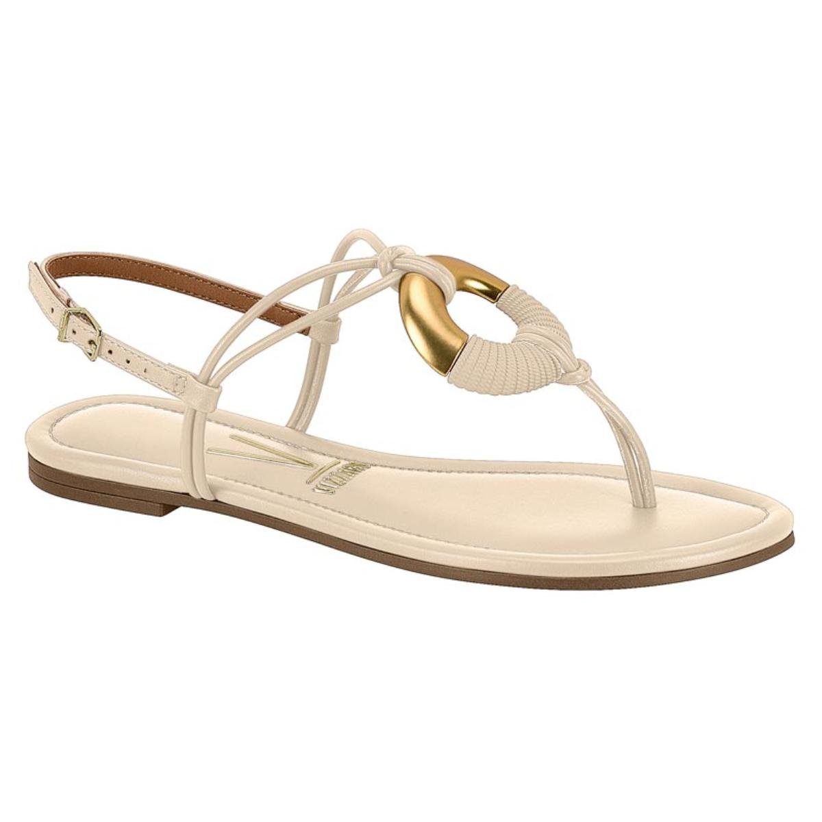 Sandália Rasteirinha Casual Feminino Vizzano 63711001 Creme
