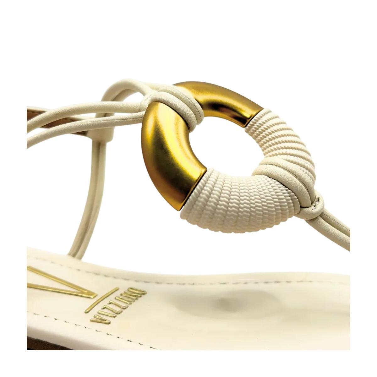 Sandália Rasteirinha Casual Feminino Vizzano 63711001 Creme Bege 6