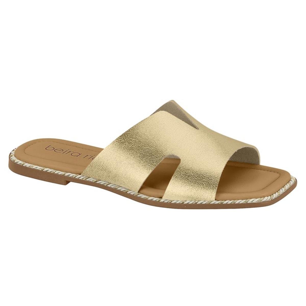 Sandália Rasteirinha Casual Feminino Beira Rio 8506206 Dourado