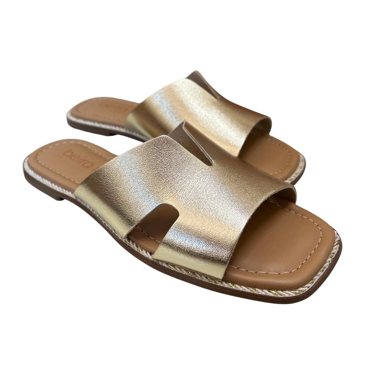 Sandália Rasteirinha Casual Feminino Beira Rio 8506206 Dourado Dourado 5