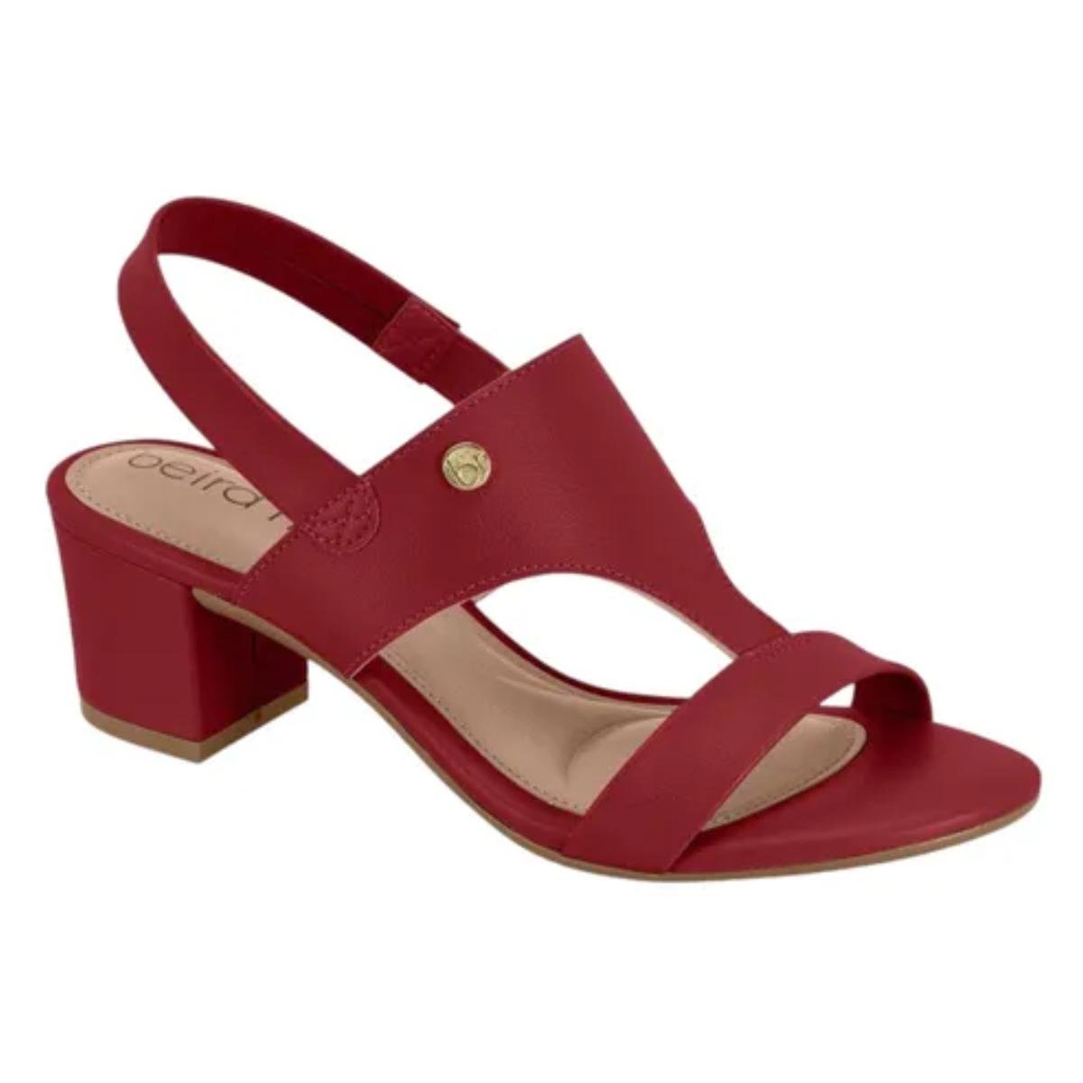 Sandália Salto Grosso Casual Feminino Beira Rio 82461211 Vermelho