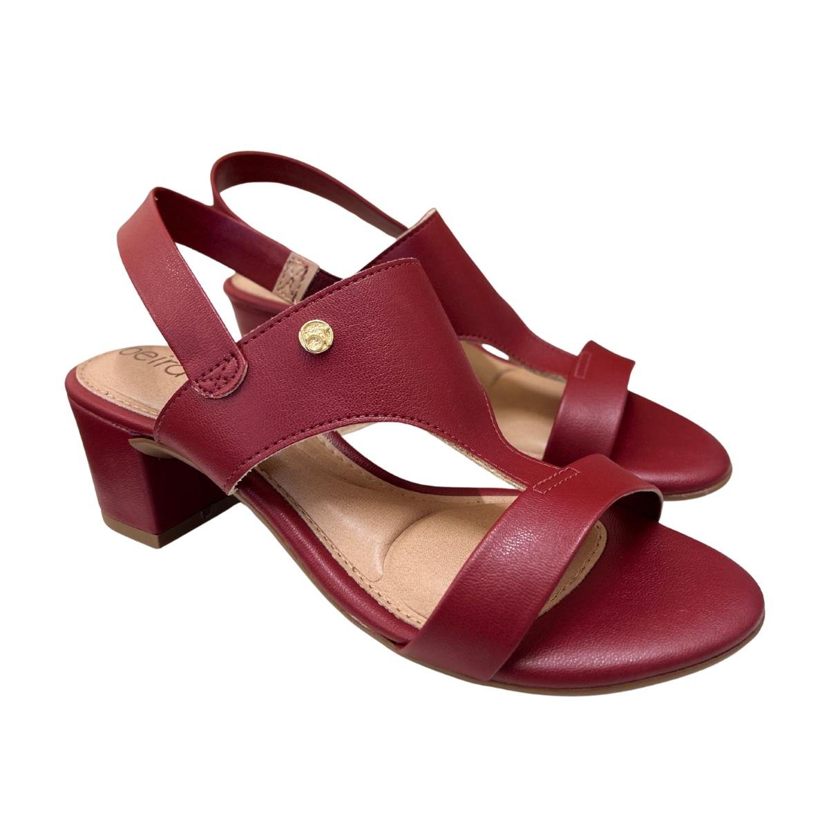 Sandália Salto Grosso Casual Feminino Beira Rio 82461211 Vermelho Vermelho 5