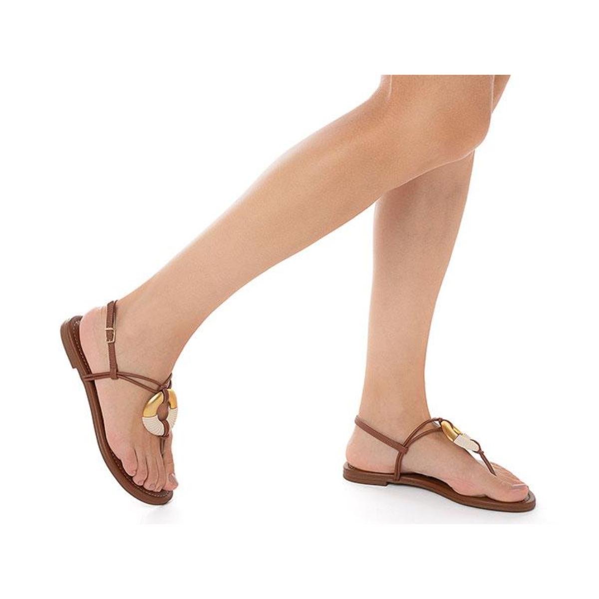 Sandália Rasteirinha Casual Feminino Vizzano 63711001 Marrom Marrom 6