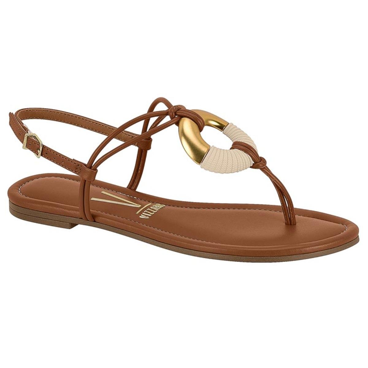 Sandália Rasteirinha Casual Feminino Vizzano 63711001 Marrom
