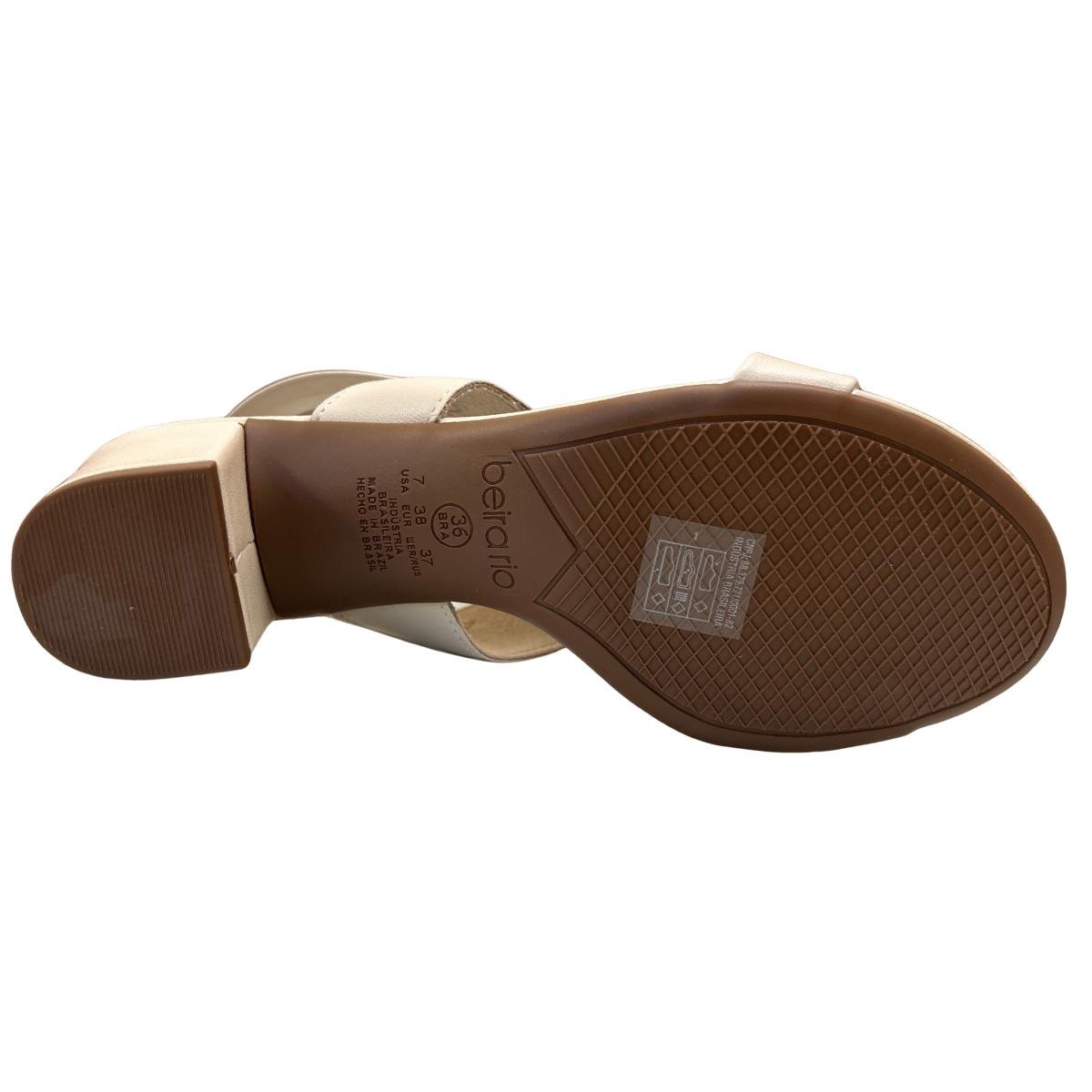 Sandália Salto Grosso Casual Feminino Beira Rio 82461211 Creme Creme 7