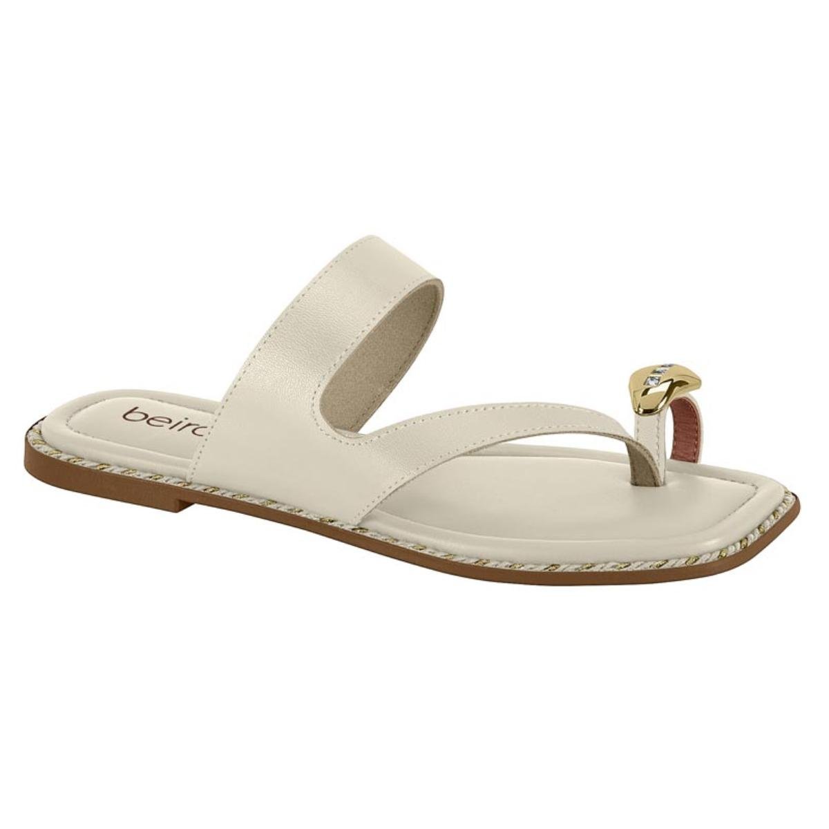 Sandália Rasteirinha Casual Feminino Beira Rio 8506209 Branco