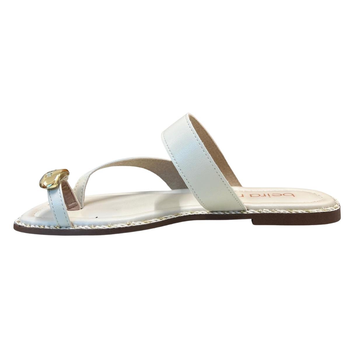 Sandália Rasteirinha Casual Feminino Beira Rio 8506209 Branco Branco 3