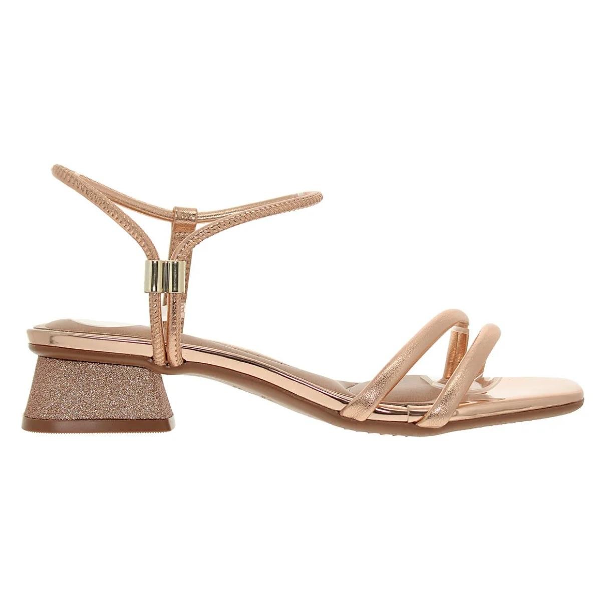 Sandália Salto Baixo Casual Feminino Beira Rio 8540103 Ouro Dourado 2