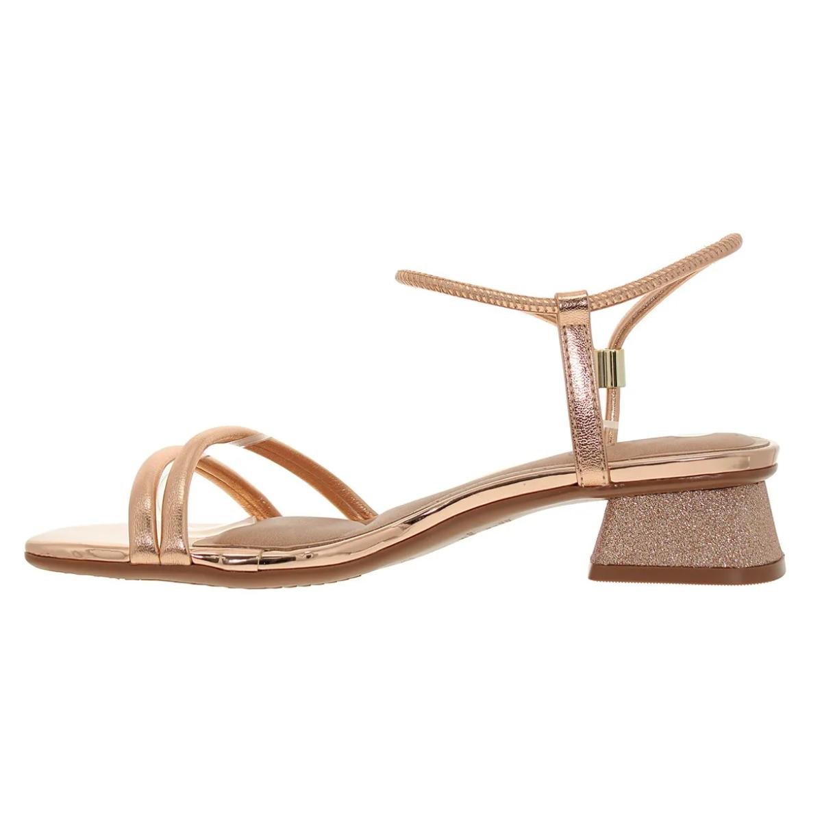 Sandália Salto Baixo Casual Feminino Beira Rio 8540103 Ouro Dourado 3