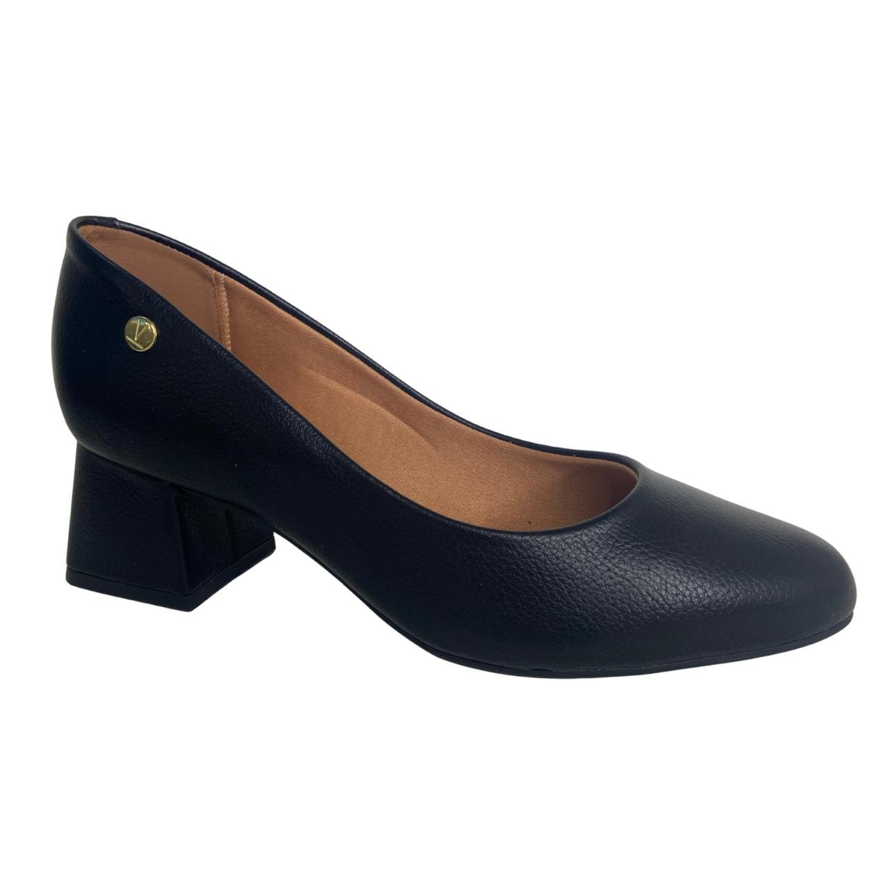 Sapato Scarpin Salto Grosso Casual Feminino Vizzano 1423100 Preto