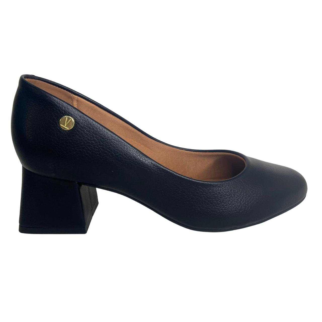 Sapato Scarpin Salto Grosso Casual Feminino Vizzano 1423100 Preto Preto 2