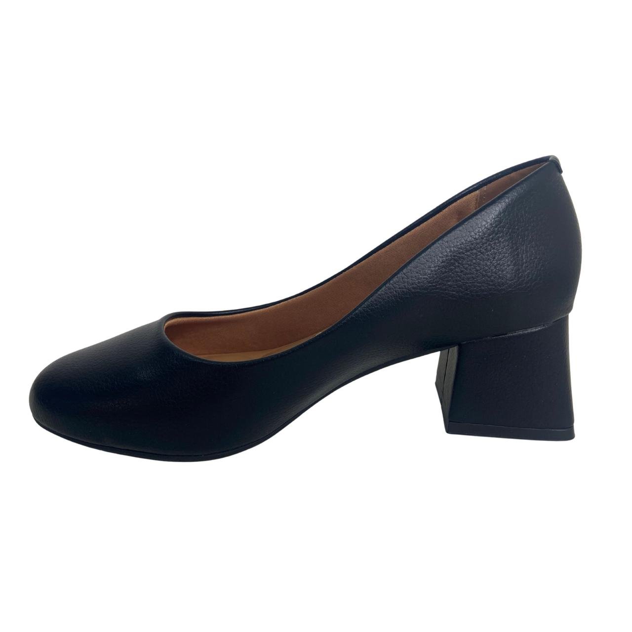 Sapato Scarpin Salto Grosso Casual Feminino Vizzano 1423100 Preto Preto 3
