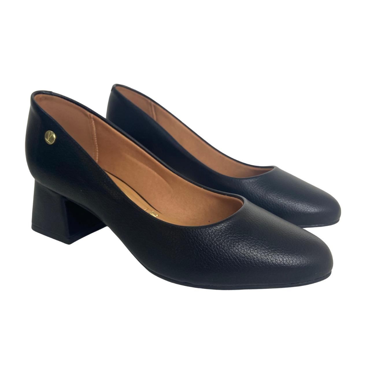 Sapato Scarpin Salto Grosso Casual Feminino Vizzano 1423100 Preto Preto 5