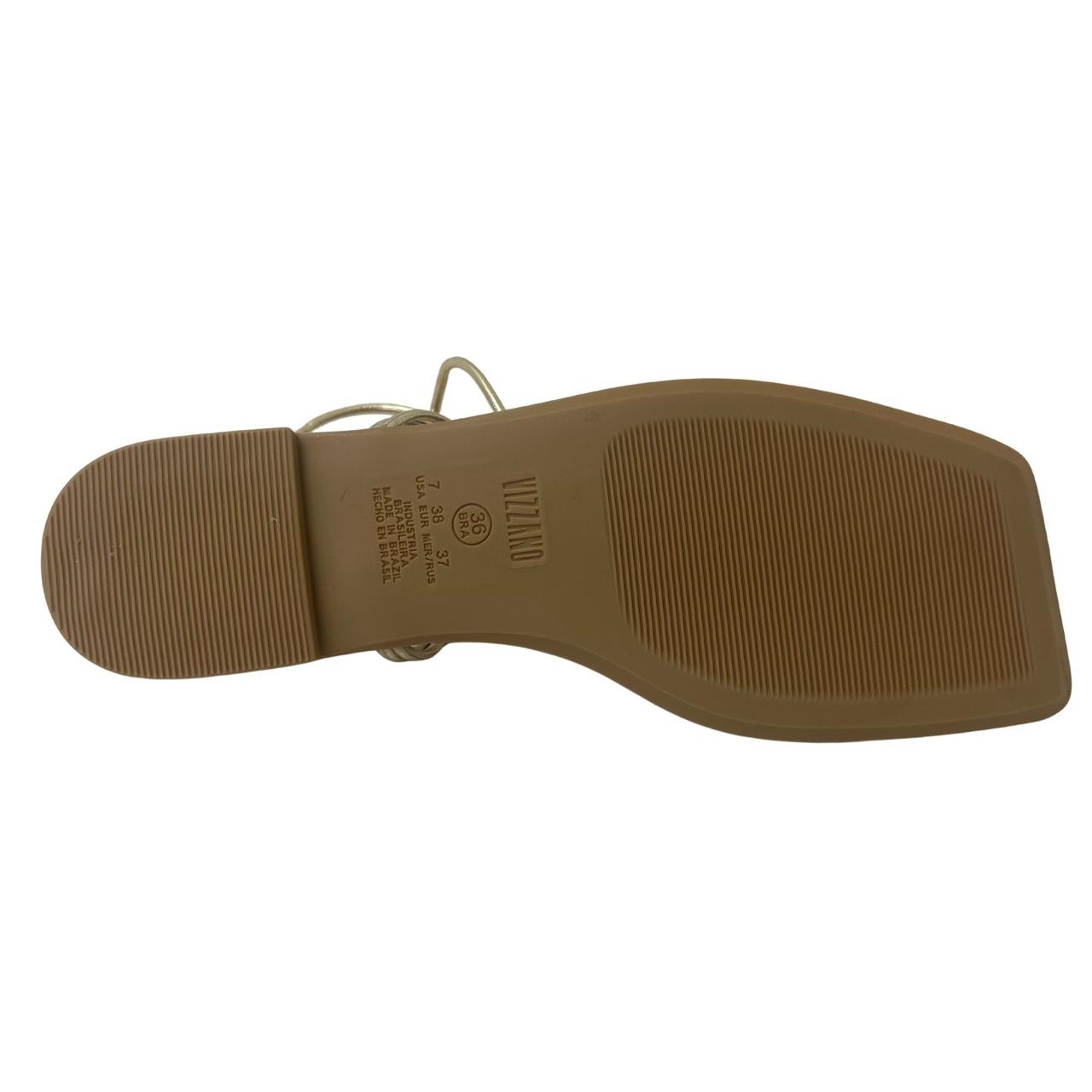 Sandália Rasteira Casual Vizzano 6513220 Dourado com Flor Dourado 5