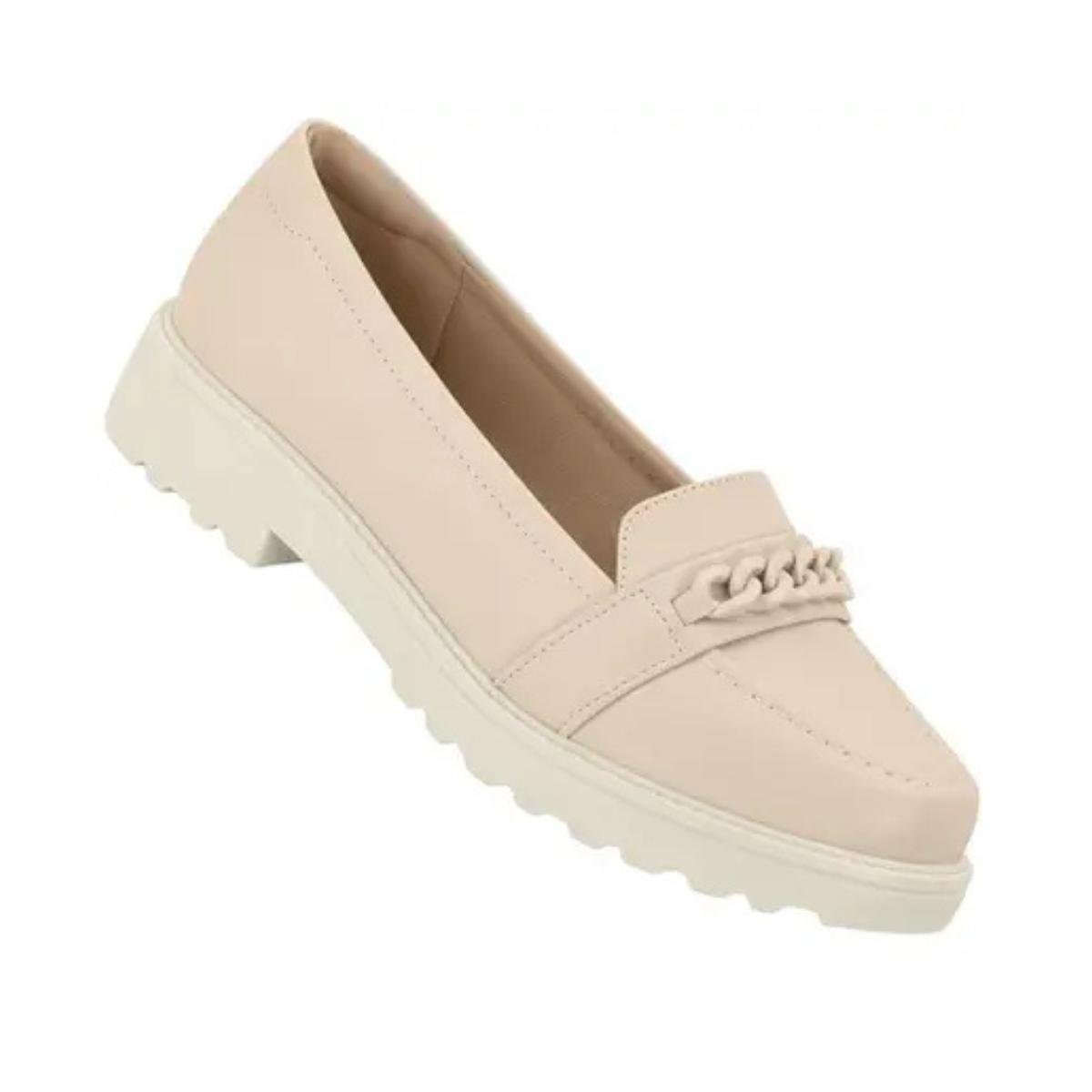 Sapato Mocassim Casual Feminino Modare 7357111 Creme Creme 2