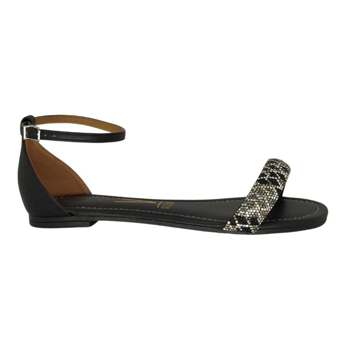 Sandália Rasteirinha Casual Feminino Vizzano 62351704 Preto Preto 2