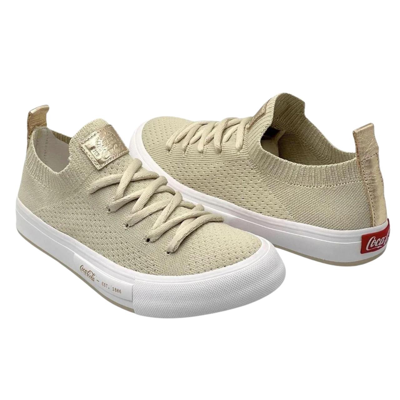 Tênis Casual Feminino Coca Cola CC2382 Areia Bege 5