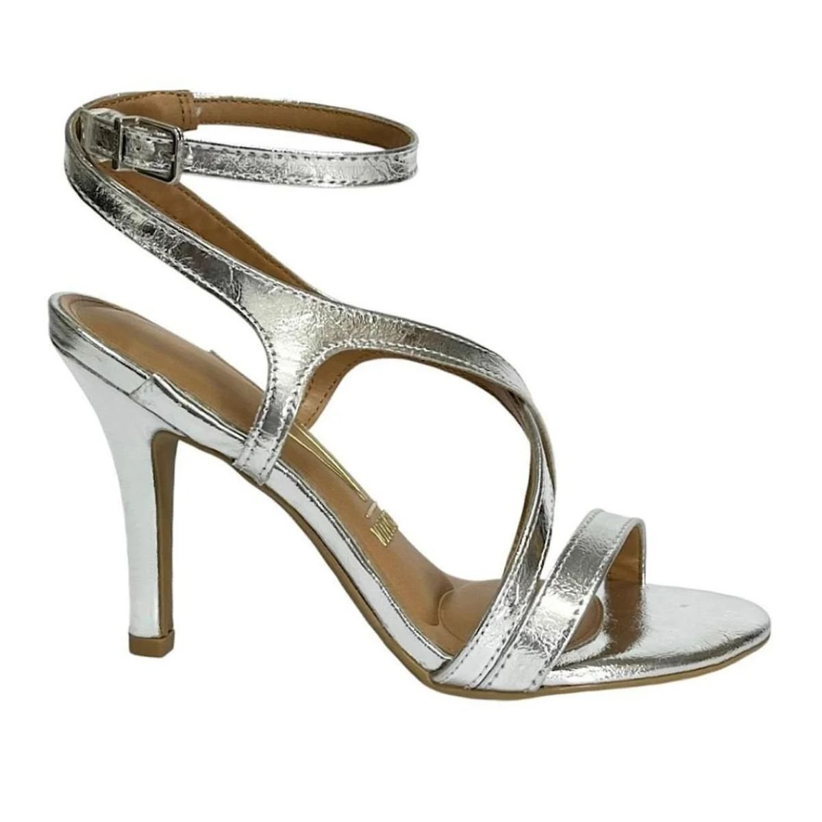 Sandália Salto Fino Casual Feminino Vizzano 62491116 Prata Prata 2