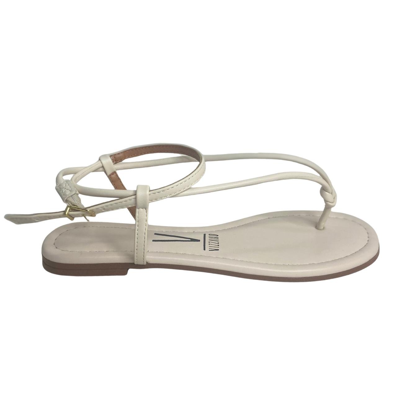 Sandália Rasteirinha Casual Feminina Vizzano 62351716 Off White Branco 2