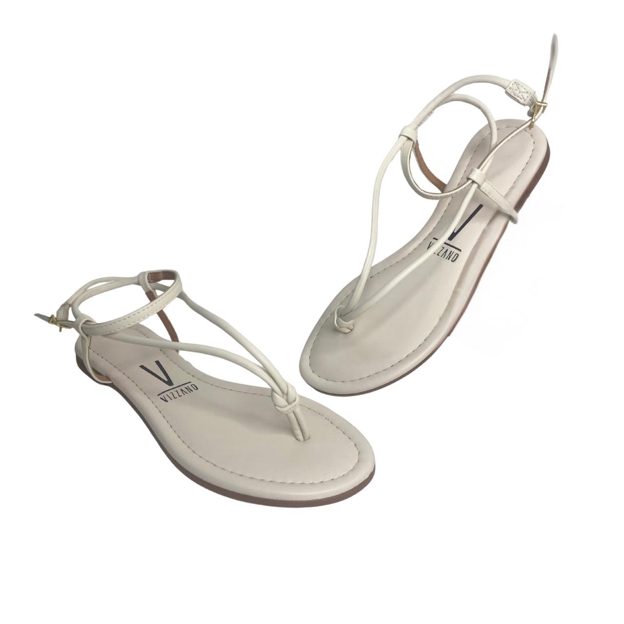 Sandália Rasteirinha Casual Feminina Vizzano 62351716 Off White Branco 5