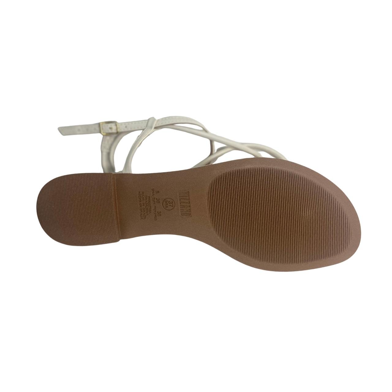 Sandália Rasteirinha Casual Feminina Vizzano 62351716 Off White Branco 6