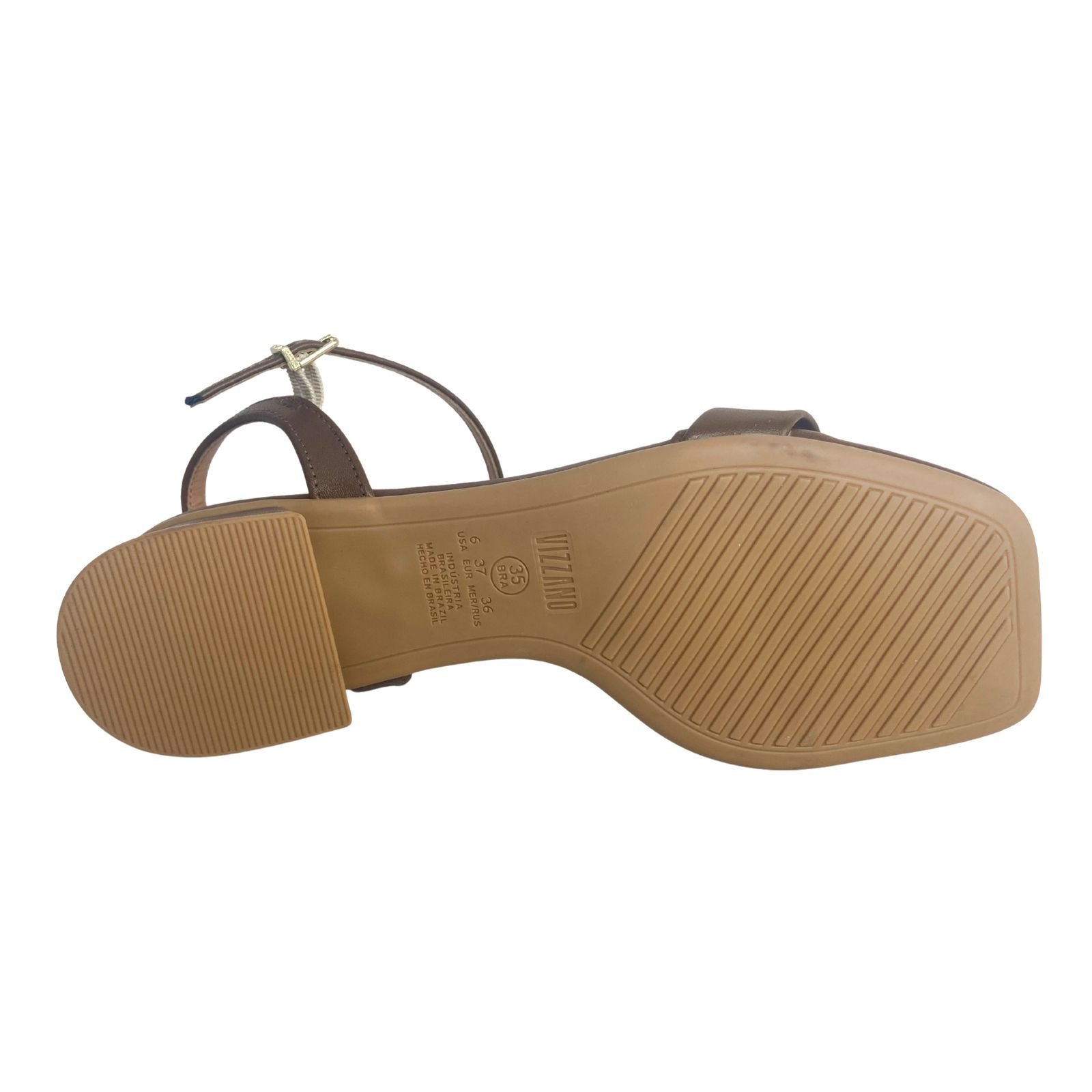 Sandália Salto Bloco Casual Feminina Vizzano 6454111 Marrom Marrom 6