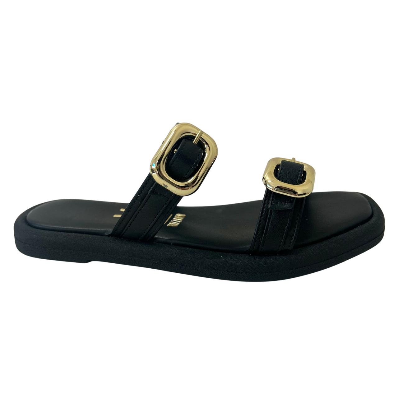 Sandália Flat Casual Feminina Vizzano 6522102 Preto Preto 2