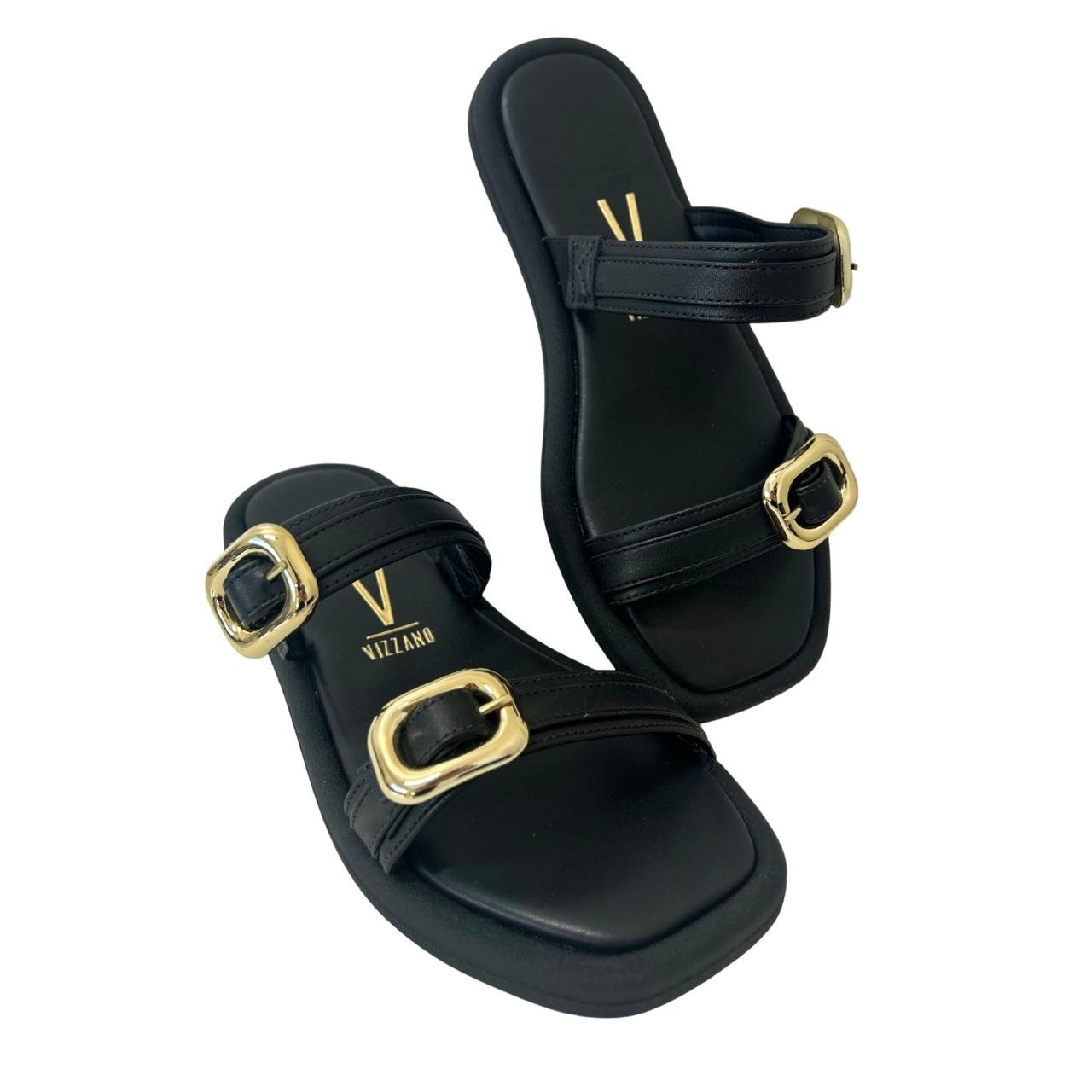 Sandália Flat Casual Feminina Vizzano 6522102 Preto Preto 5