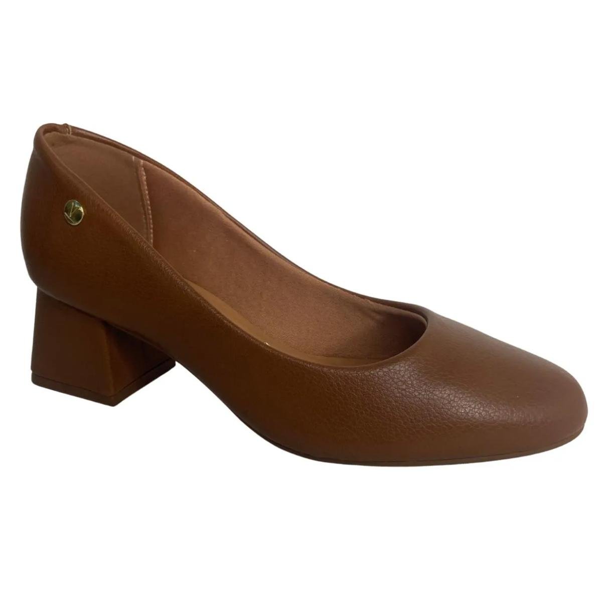Sapato Scarpin Salto Grosso Casual Feminino Vizzano 1423100 Marrom