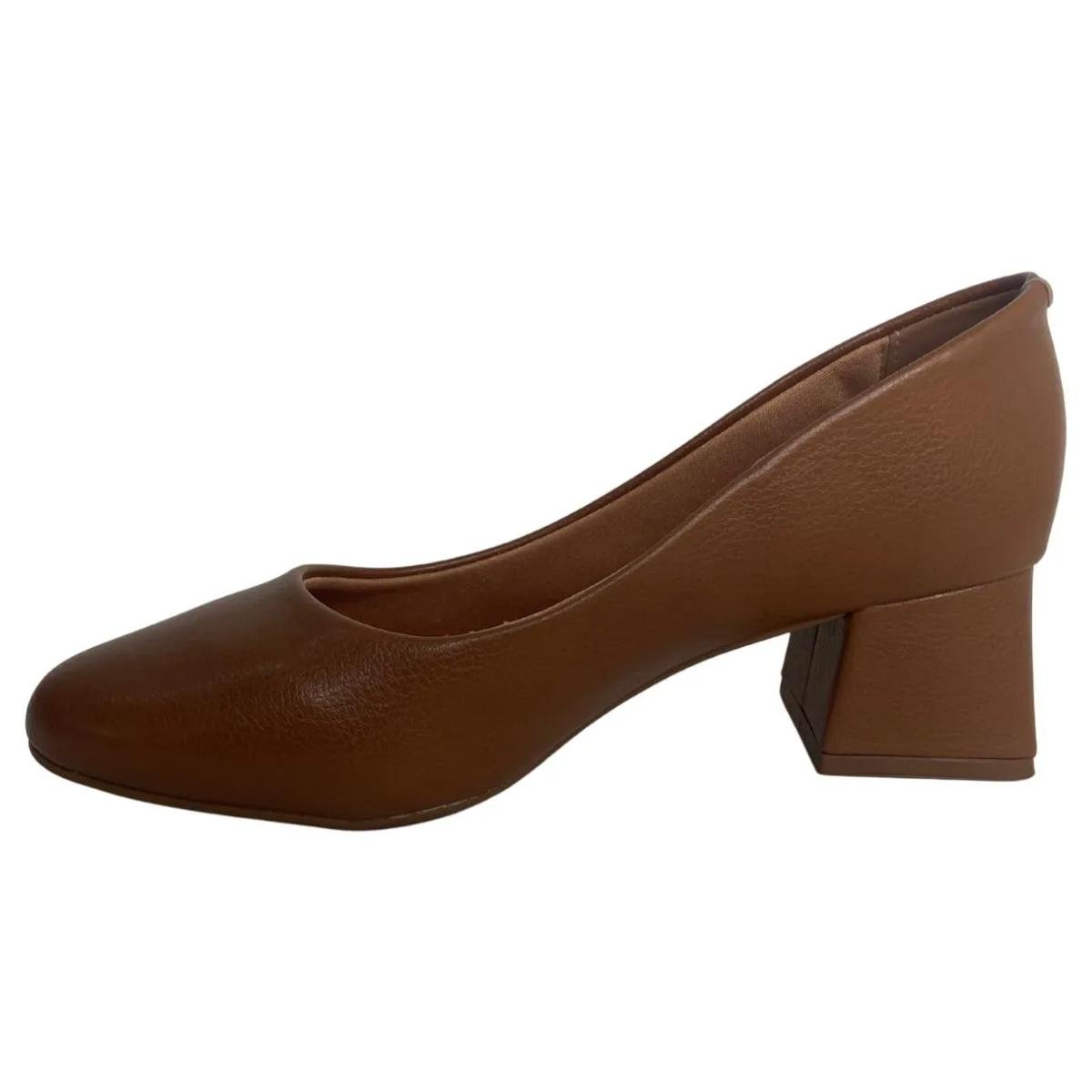 Sapato Scarpin Salto Grosso Casual Feminino Vizzano 1423100 Marrom Marrom 3