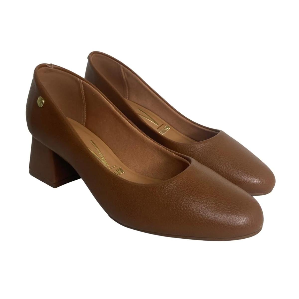 Sapato Scarpin Salto Grosso Casual Feminino Vizzano 1423100 Marrom Marrom 5