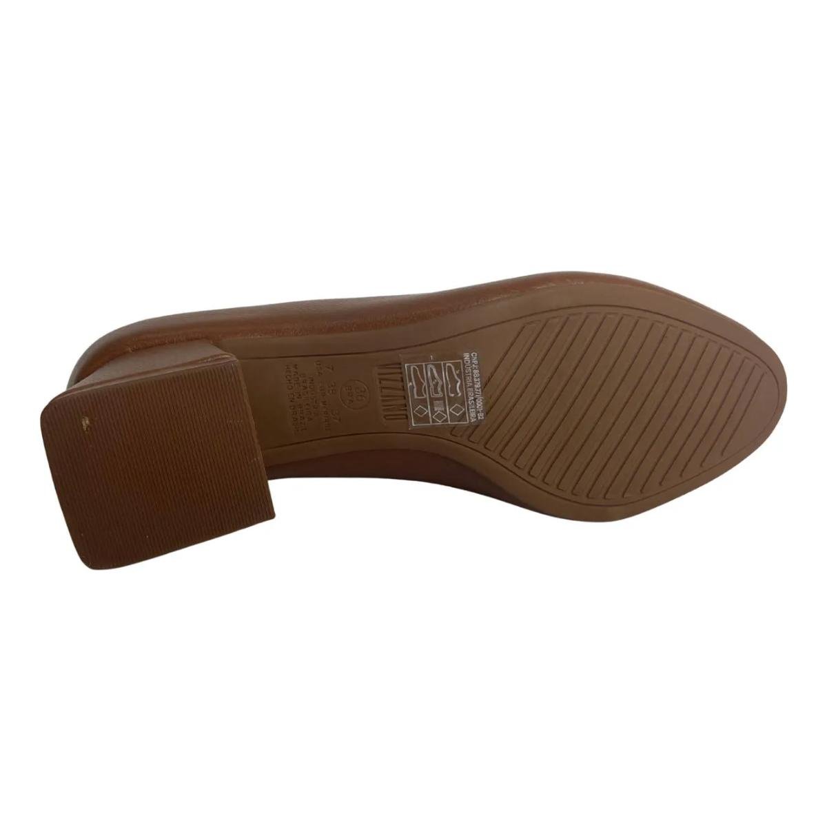 Sapato Scarpin Salto Grosso Casual Feminino Vizzano 1423100 Marrom Marrom 6