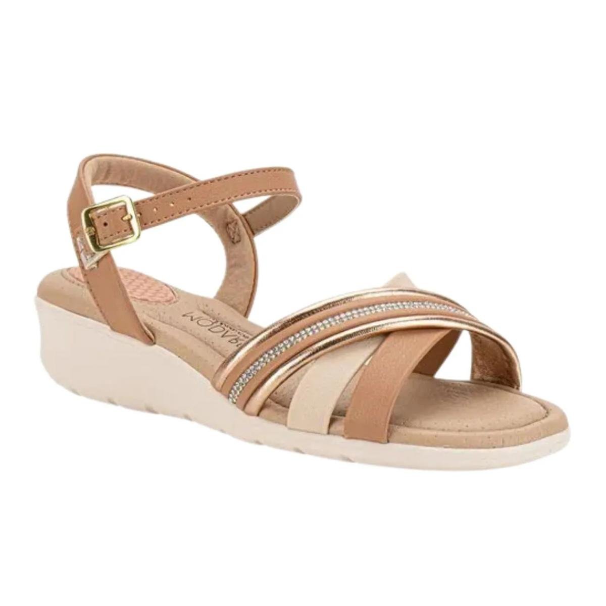 Sandália Anabela Casual Feminino Modare 7190102 Bege