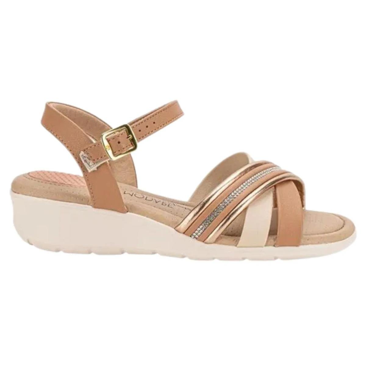 Sandália Anabela Casual Feminino Modare 7190102 Bege Bege 2