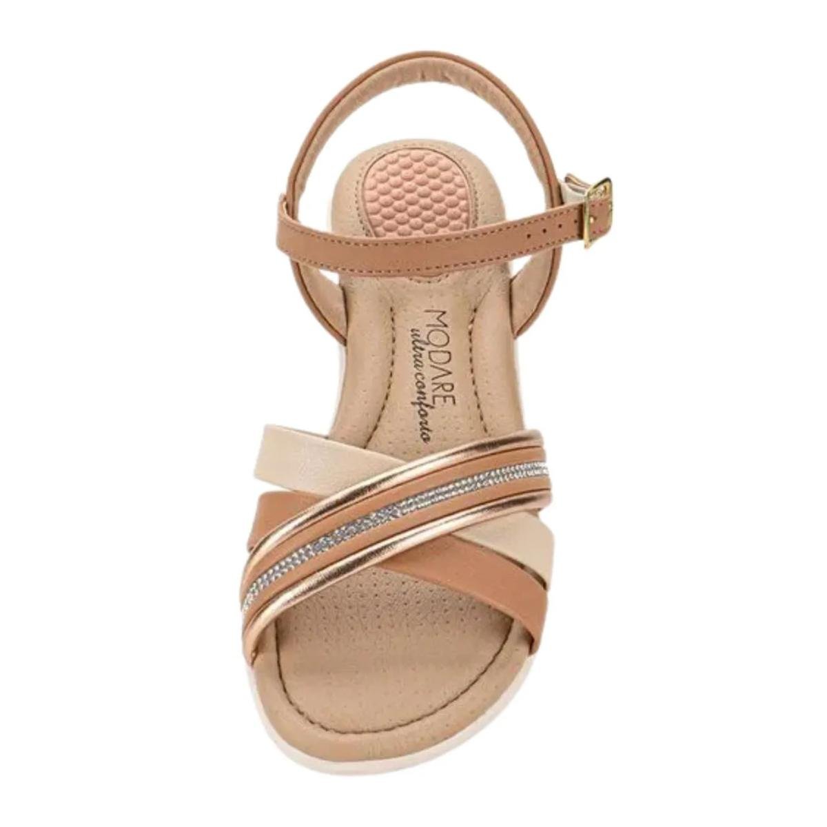 Sandália Anabela Casual Feminino Modare 7190102 Bege Bege 3